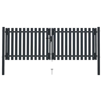 vidaXL Double Door Fence Gate Steel 300x75 cm Anthracite 1