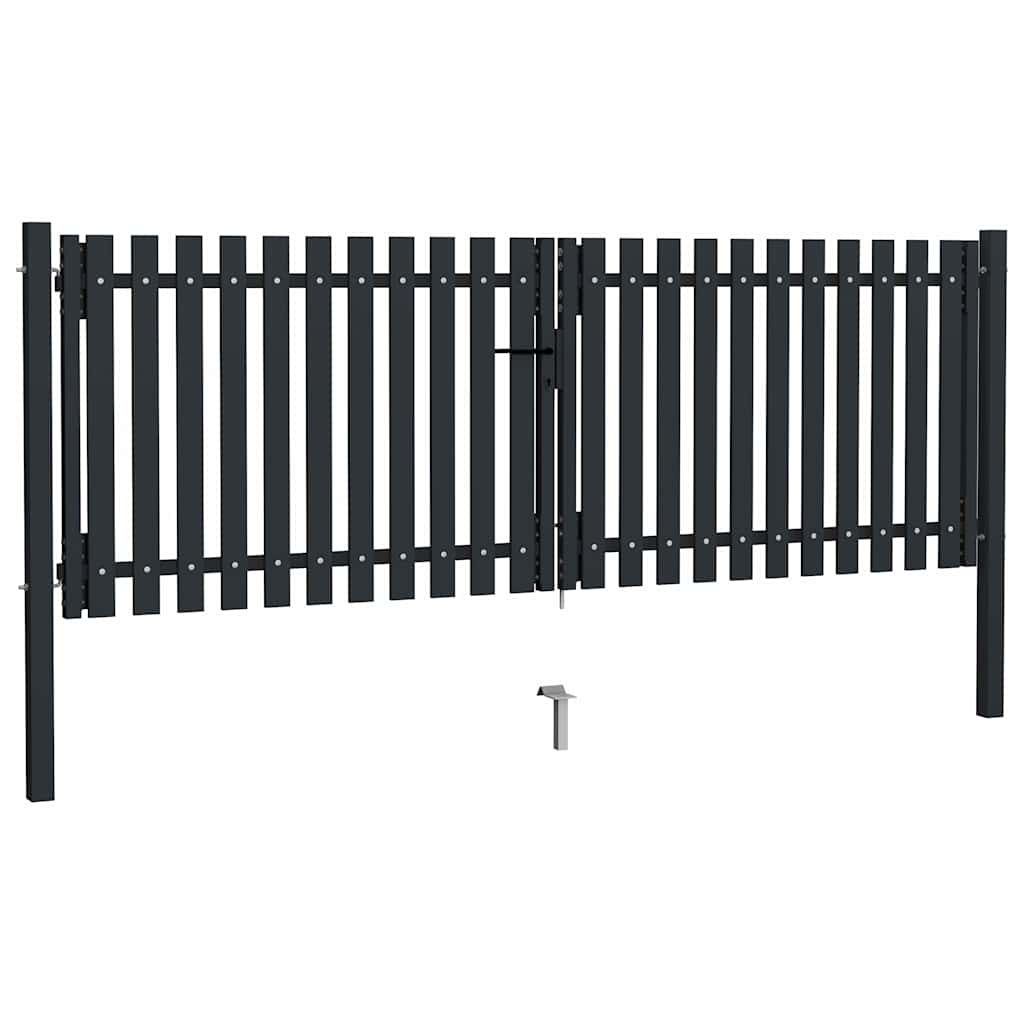 vidaXL Double Door Fence Gate Steel 300x75 cm Anthracite 2