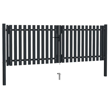 vidaXL Double Door Fence Gate Steel 300x75 cm Anthracite 2