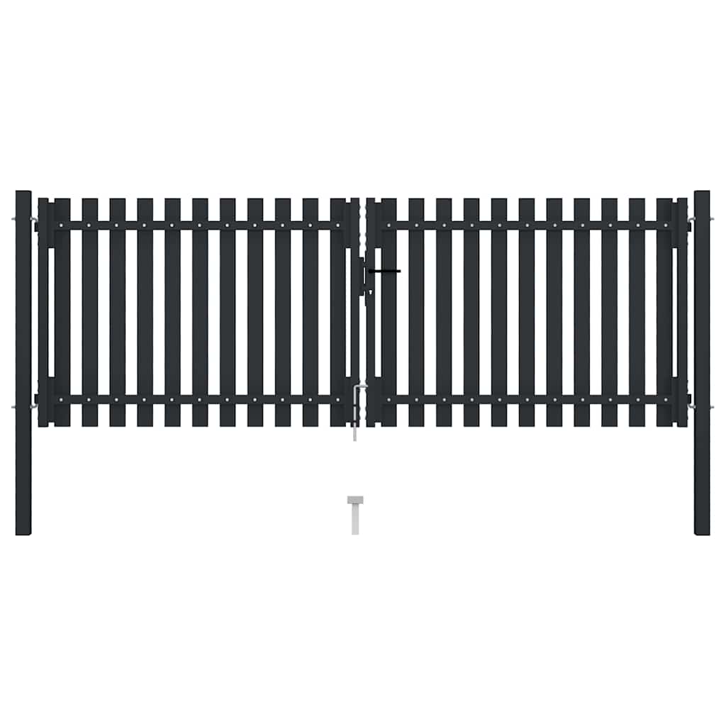 vidaXL Double Door Fence Gate Steel 300x75 cm Anthracite 3
