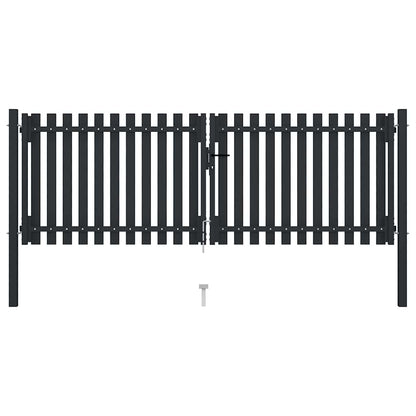 vidaXL Double Door Fence Gate Steel 300x75 cm Anthracite 3
