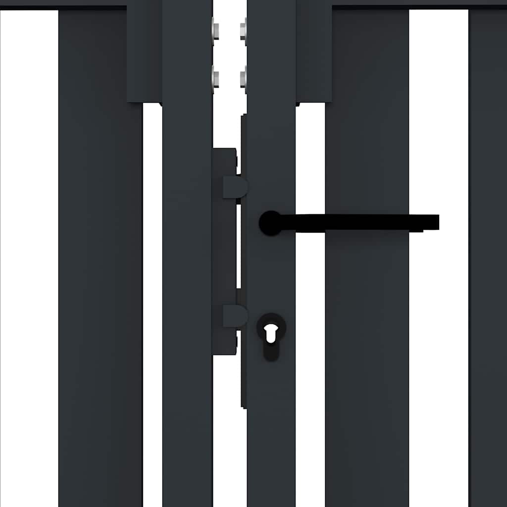 vidaXL Double Door Fence Gate Steel 300x75 cm Anthracite 4
