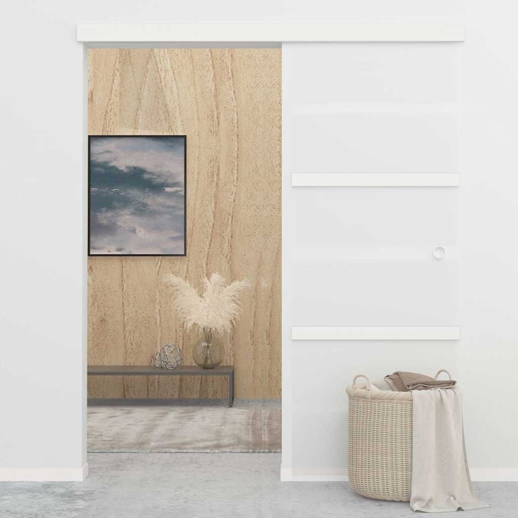 vidaXL Sliding Door ESG Glass and Aluminium 76x212 cm Silver 3