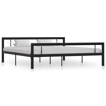 Bed Frame without Mattress Metal Black and white 180 x 200 cm