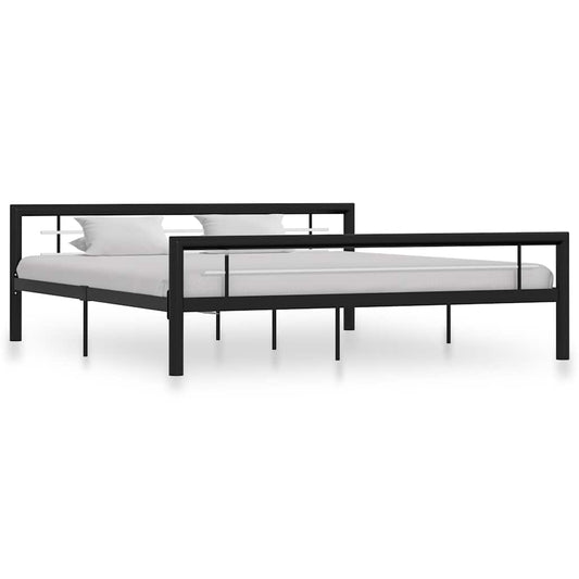 Bed Frame without Mattress Metal Black and white 180 x 200 cm
