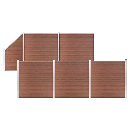 Garden Fence WPC 1045x186 cm Brown 5 sections + 1 slanted section