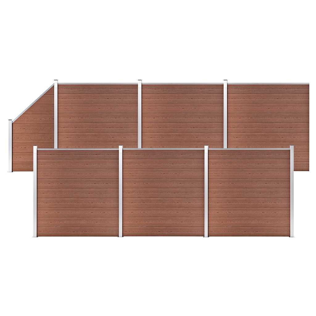 Garden Fence WPC 1045x186 cm Brown 6 sections + 1 slanted section