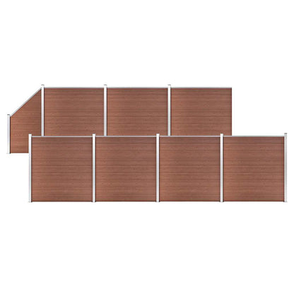 Garden Fence WPC 1045x186 cm Brown 7 sections + 1 slanted section