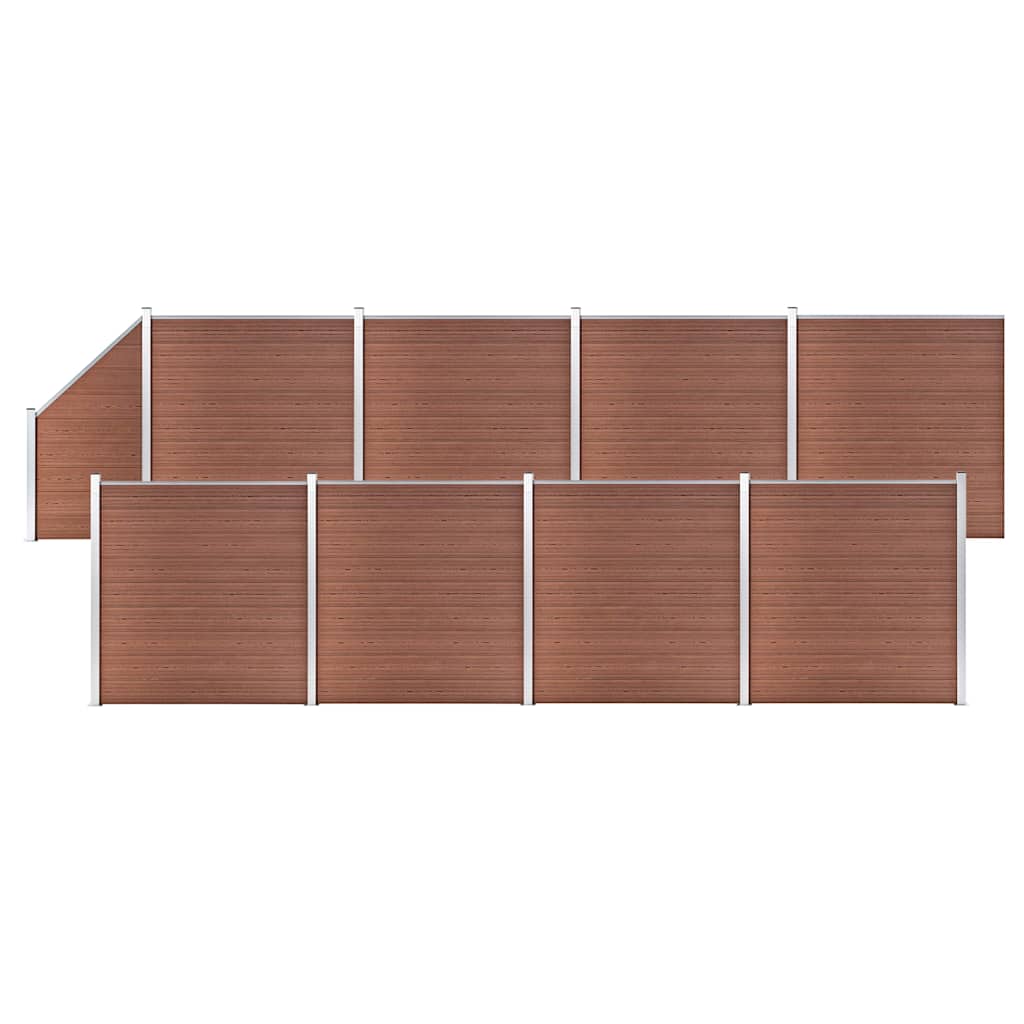 Garden Fence WPC 1045x186 cm Brown 8 sections + 1 slanted section