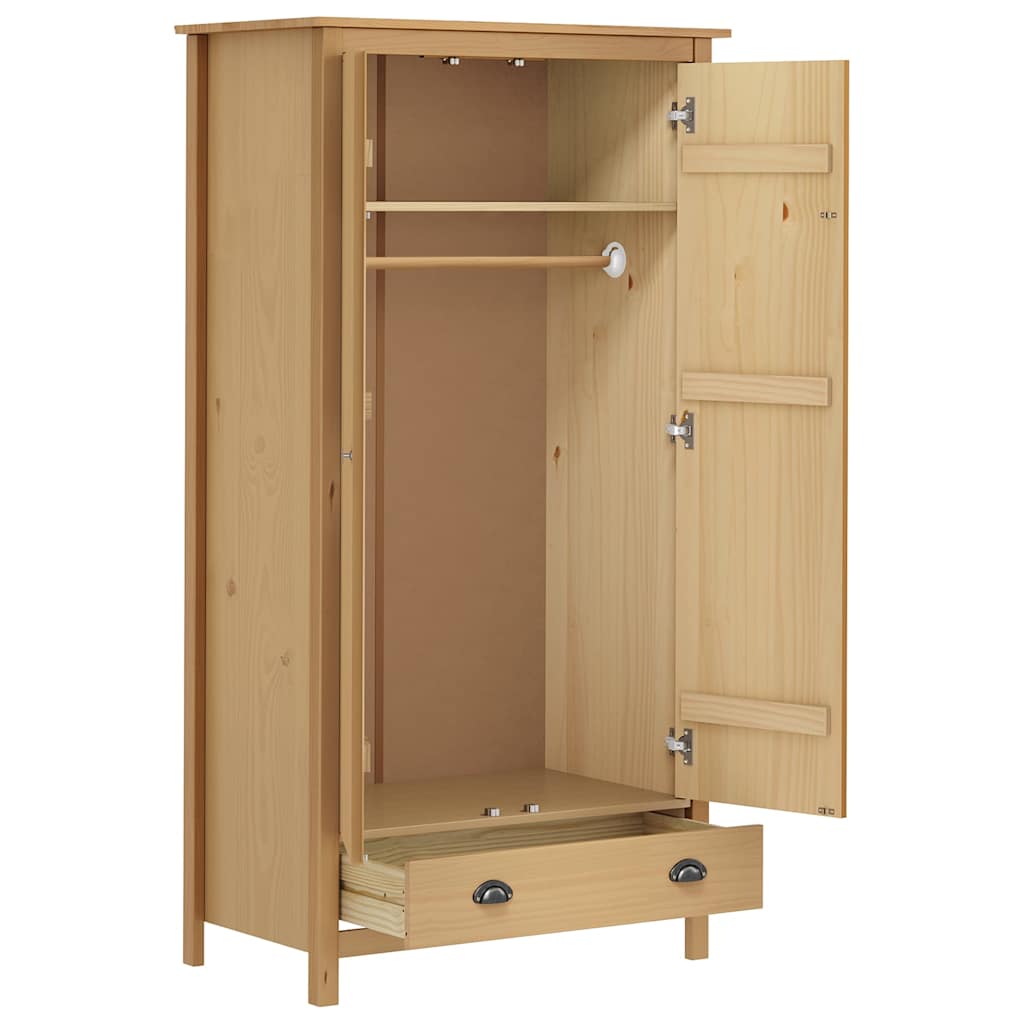288947 vidaXL 2-Door Wardrobe "Hill" 89x50x170 cm Solid Pine Wood 3