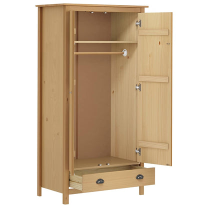 288947 vidaXL 2-Door Wardrobe "Hill" 89x50x170 cm Solid Pine Wood 3