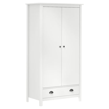 vidaXL 2-Door Wardrobe Hill White 89x50x170 cm Solid Pine Wood 1
