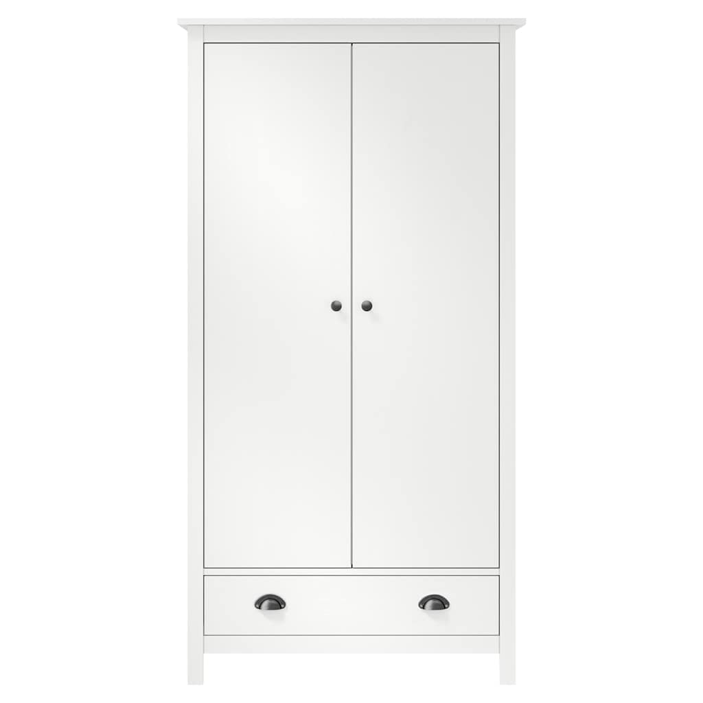 vidaXL 2-Door Wardrobe Hill White 89x50x170 cm Solid Pine Wood 2