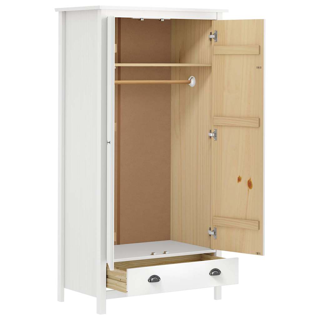 vidaXL 2-Door Wardrobe Hill White 89x50x170 cm Solid Pine Wood 3