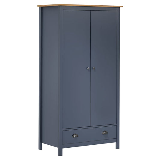 288949 vidaXL 2-Door Wardrobe "Hill" Grey 89x50x170 cm Solid Pine Wood 1