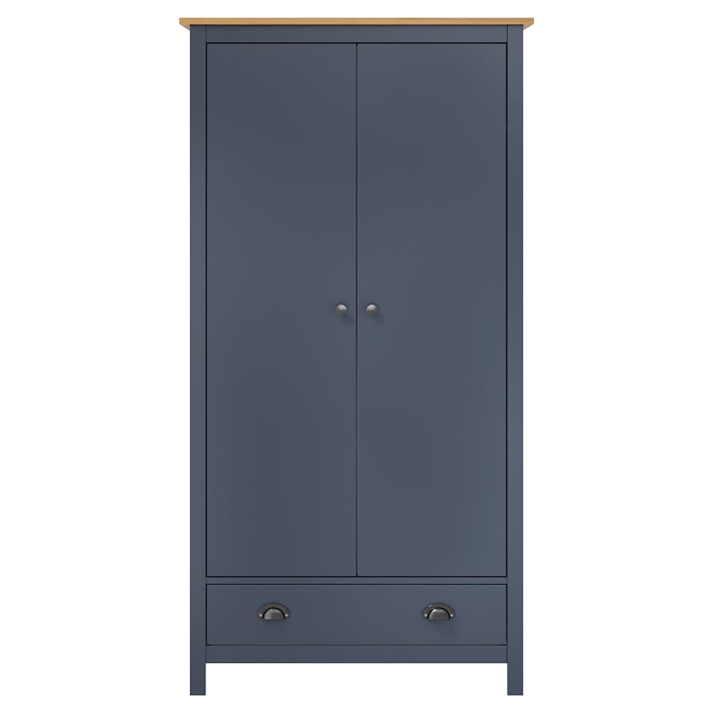 288949 vidaXL 2-Door Wardrobe "Hill" Grey 89x50x170 cm Solid Pine Wood 2