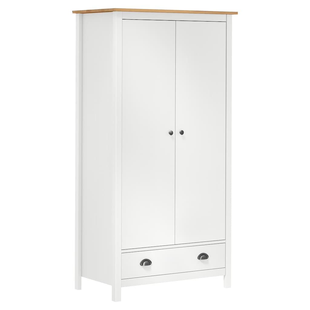 vidaXL 2-Door Wardrobe Hill White 89x50x170 cm Solid Pine Wood 1
