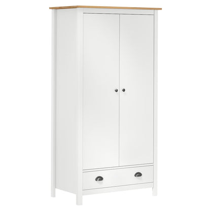 vidaXL 2-Door Wardrobe Hill White 89x50x170 cm Solid Pine Wood 1