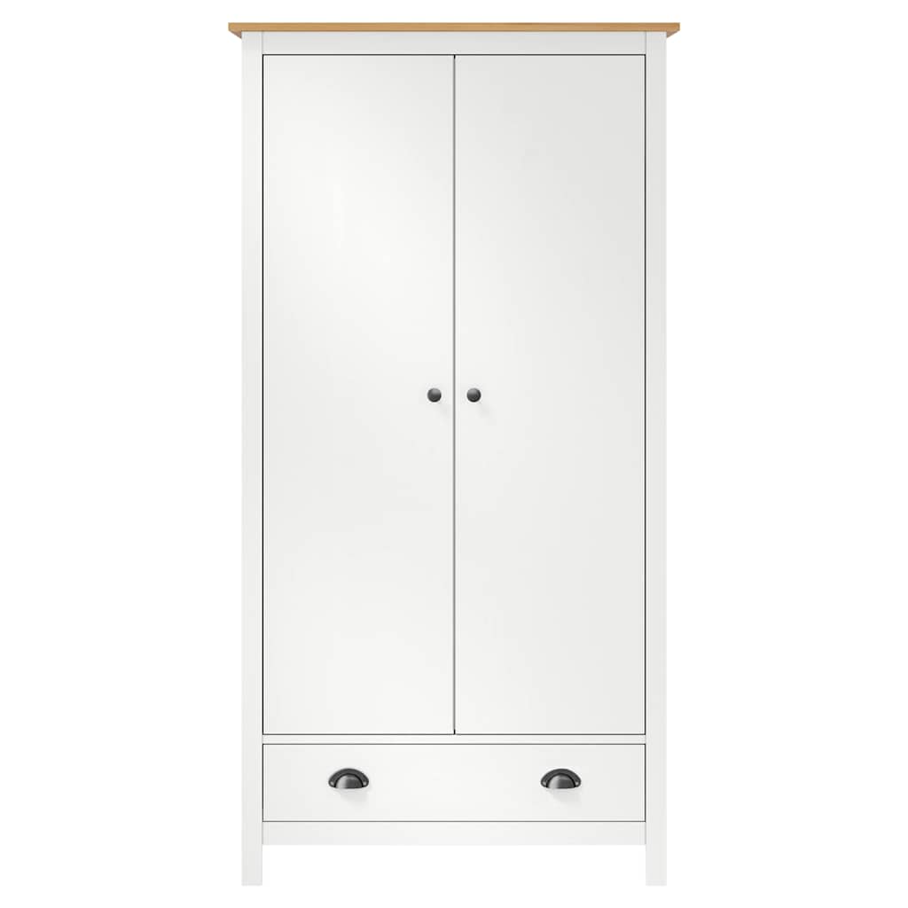 vidaXL 2-Door Wardrobe Hill White 89x50x170 cm Solid Pine Wood 2