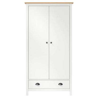 vidaXL 2-Door Wardrobe Hill White 89x50x170 cm Solid Pine Wood 2