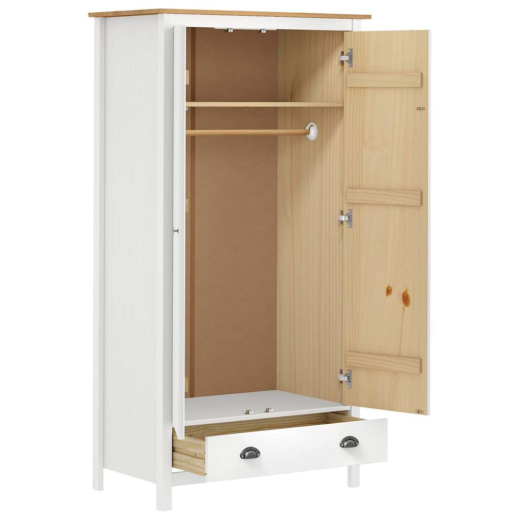 vidaXL 2-Door Wardrobe Hill White 89x50x170 cm Solid Pine Wood 3