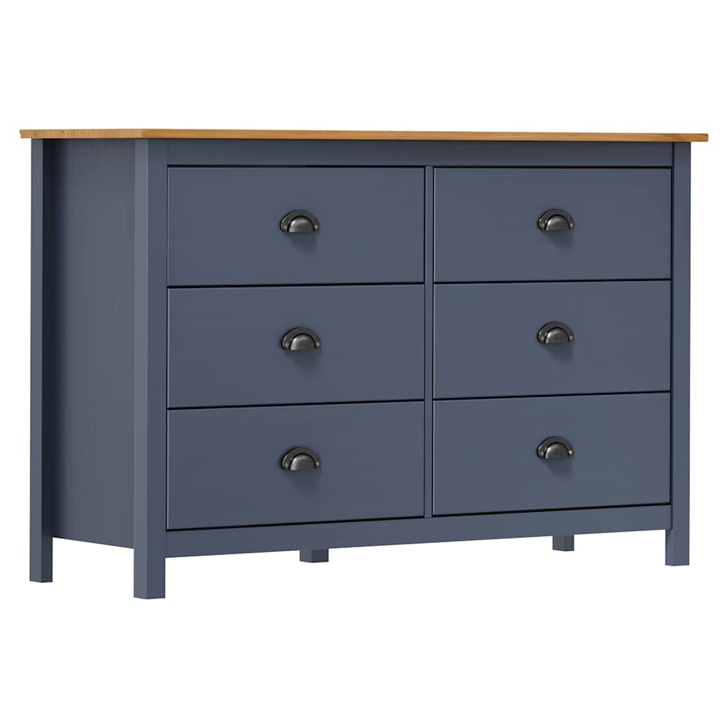 vidaXL Sideboard Hill Grey 125x40x80 cm Solid Pine Wood 1