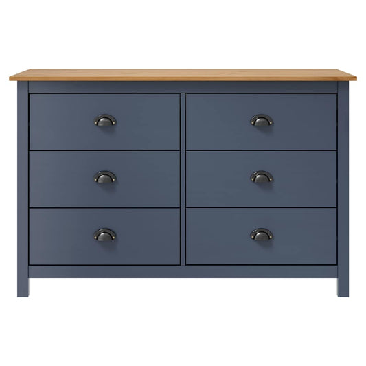 vidaXL Sideboard Hill Grey 125x40x80 cm Solid Pine Wood 2