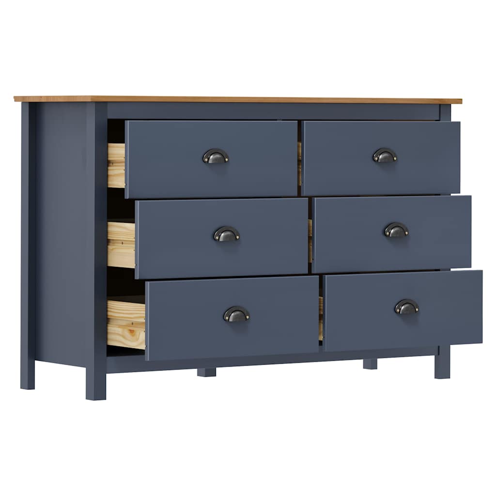 vidaXL Sideboard Hill Grey 125x40x80 cm Solid Pine Wood 3