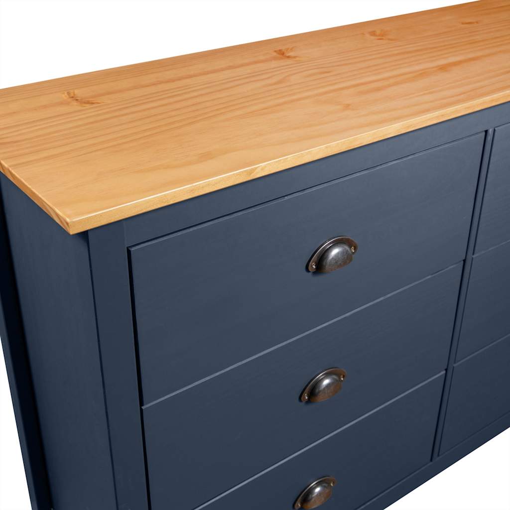 vidaXL Sideboard Hill Grey 125x40x80 cm Solid Pine Wood 4