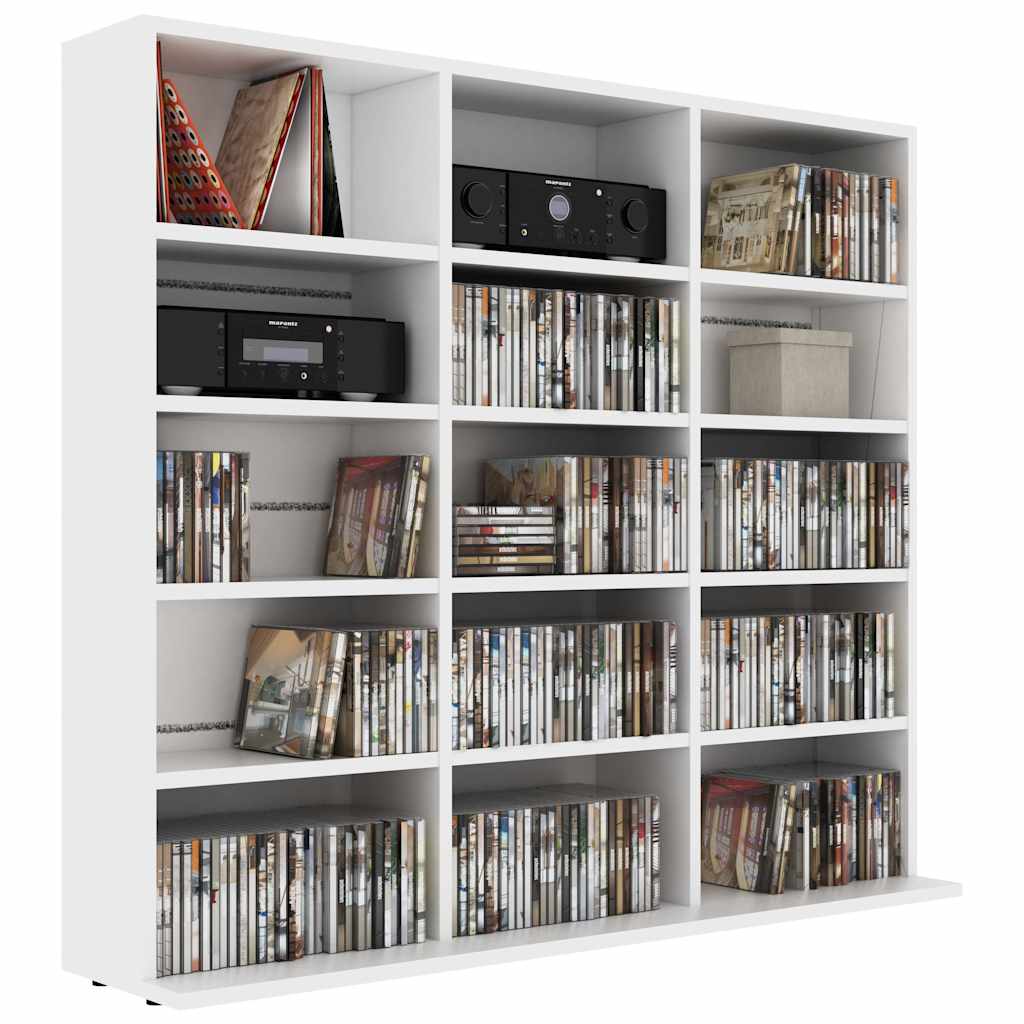 CD Cabinet 100x23x89.5 cm Engineered Wood White