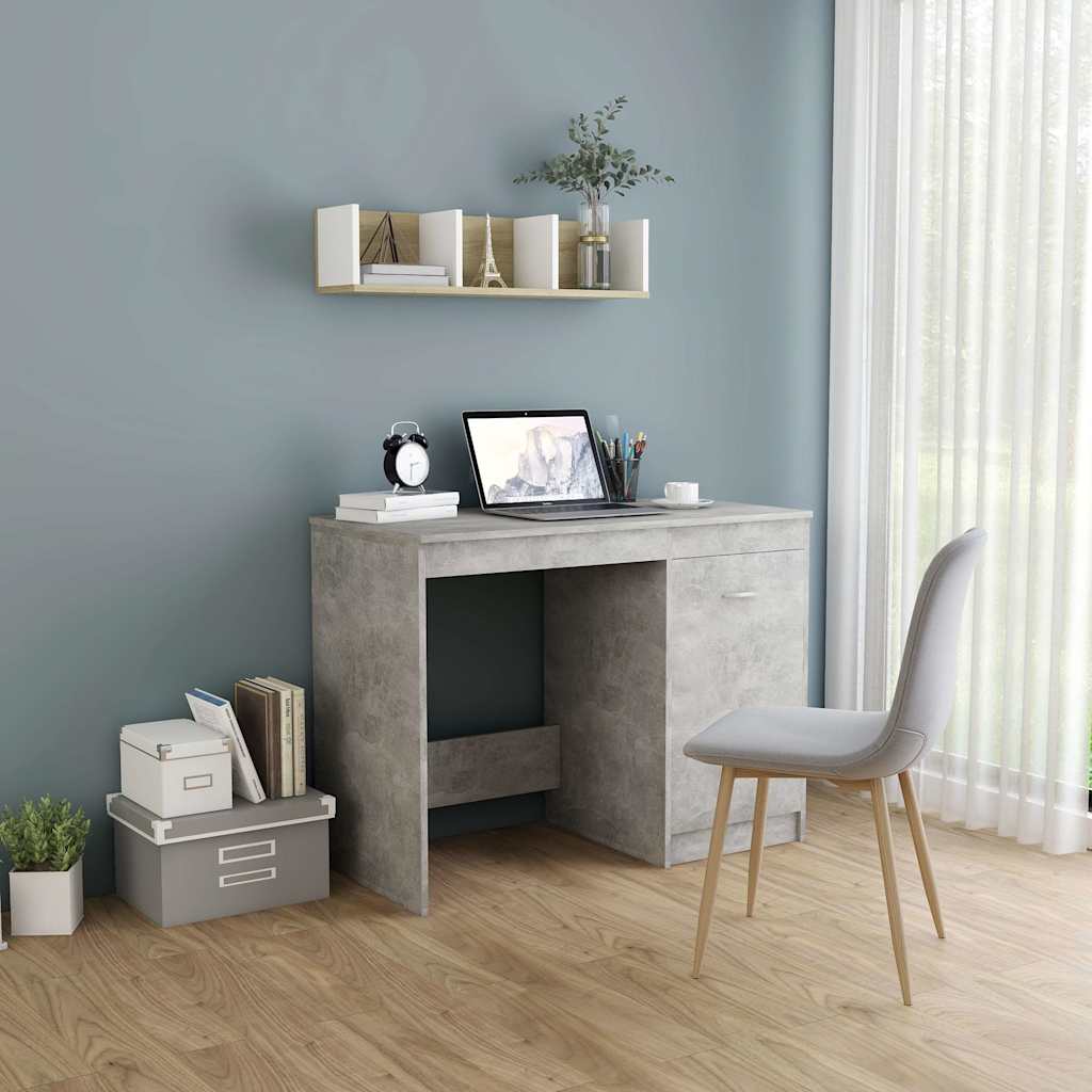 Desk 100x50x76 cm Engineered Wood Concrete grey