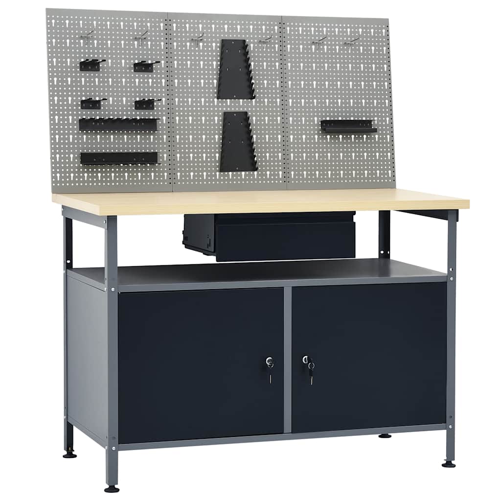 vidaXL Workbench with Three Wall Panels 1