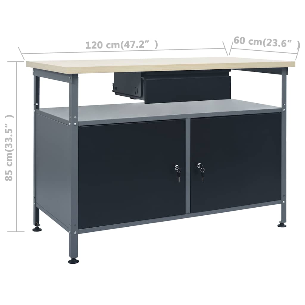vidaXL Workbench with Three Wall Panels 6