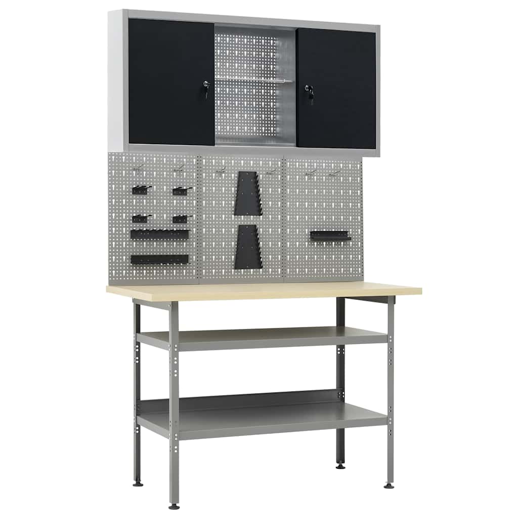 vidaXL Workbench with Three Wall Panels and One Cabinet 1