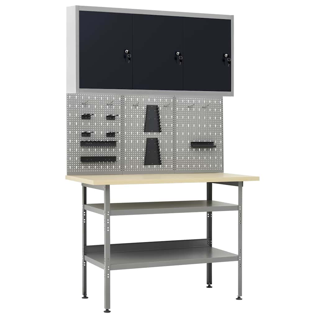 vidaXL Workbench with Three Wall Panels and One Cabinet 1