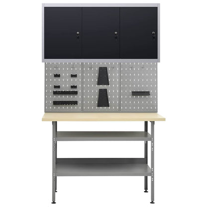 vidaXL Workbench with Three Wall Panels and One Cabinet 2