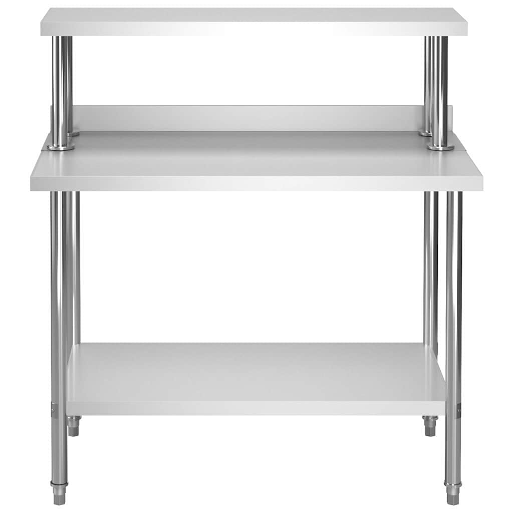 vidaXL Kitchen Work Table with Overshelf 120x60x120 cm Stainless Steel 3