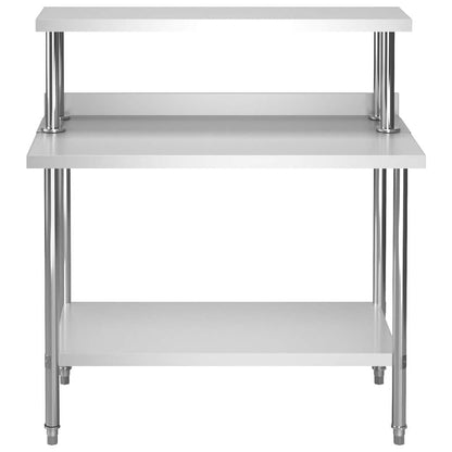 vidaXL Kitchen Work Table with Overshelf 120x60x120 cm Stainless Steel 3