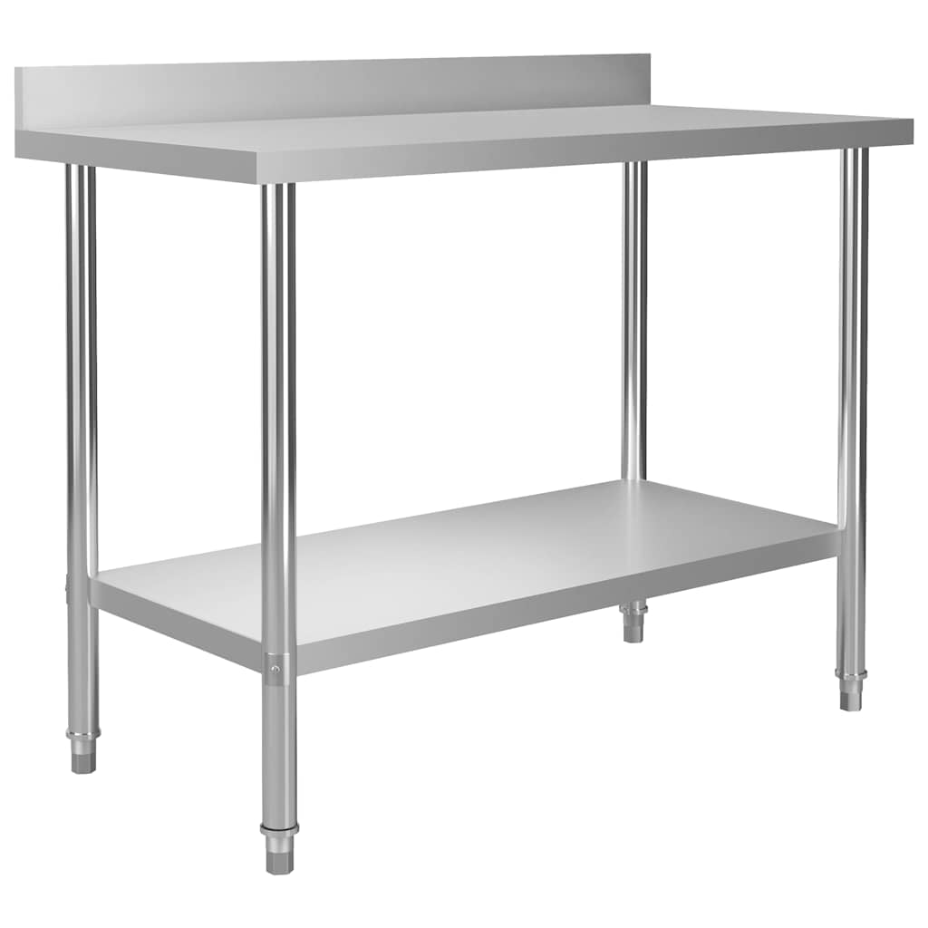 vidaXL Kitchen Work Table with Overshelf 120x60x120 cm Stainless Steel 5