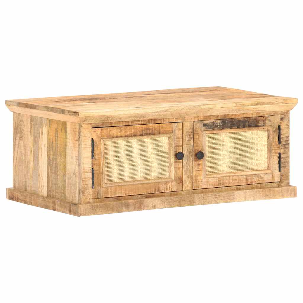 vidaXL Coffee Table | Natural Wood | Solid Mango Wood and Natural Cane 1