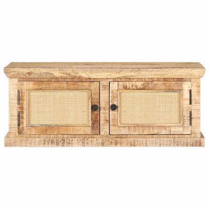 vidaXL Coffee Table | Natural Wood | Solid Mango Wood and Natural Cane 3