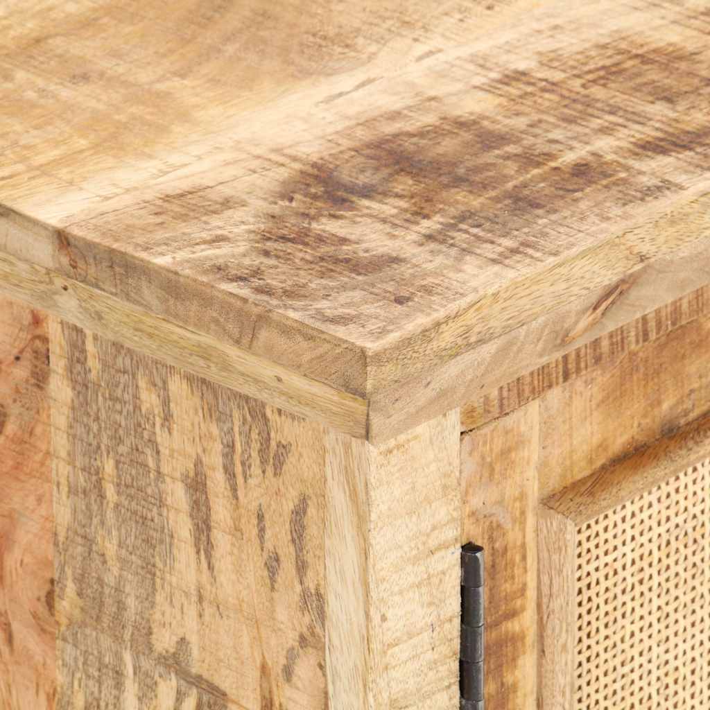 vidaXL Coffee Table | Natural Wood | Solid Mango Wood and Natural Cane 5
