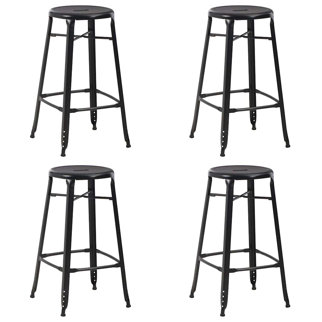 vidaXL Bar Stools 4 pcs Black Steel 1
