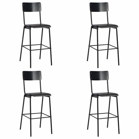 Bar Stools Solid Plywood Steel Black 4