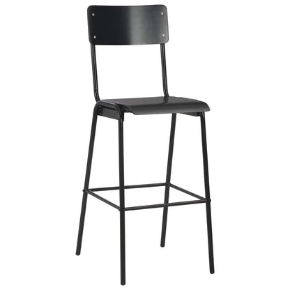 vidaXL Bar Stools 4 pcs Black Solid Plywood Steel 2