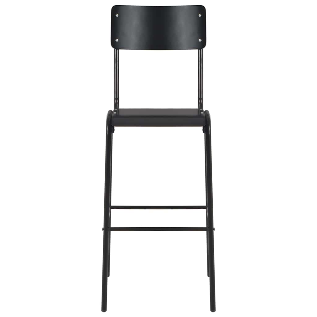 vidaXL Bar Stools 4 pcs Black Solid Plywood Steel 3