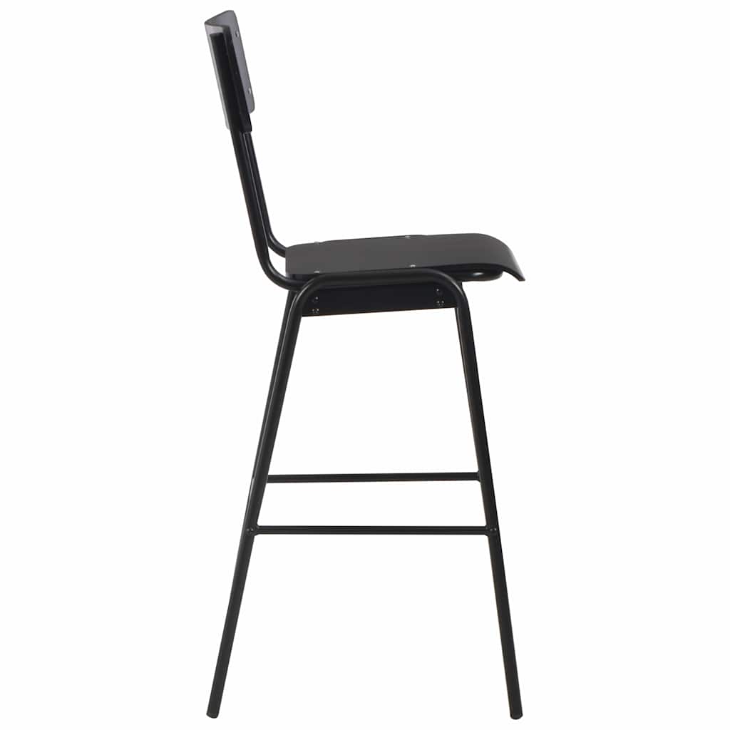 vidaXL Bar Stools 4 pcs Black Solid Plywood Steel 5