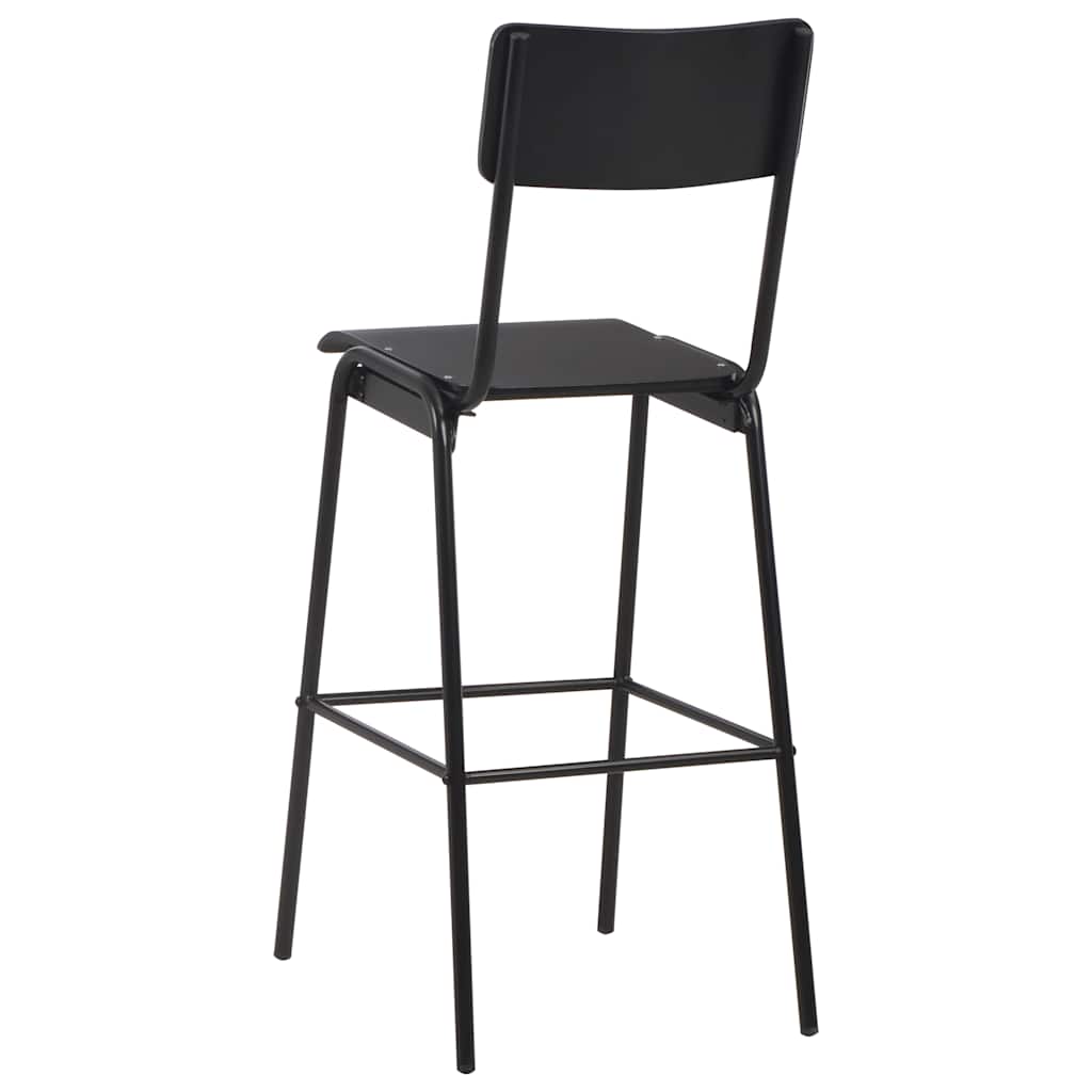 vidaXL Bar Stools 4 pcs Black Solid Plywood Steel 4