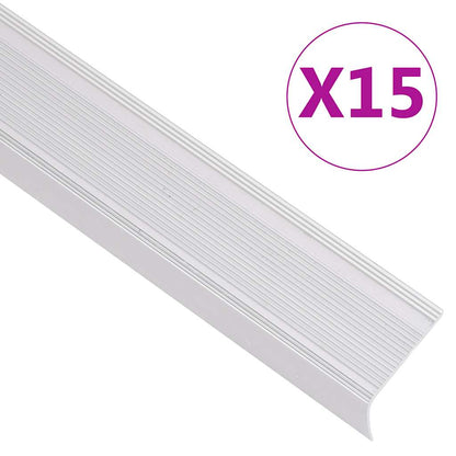 Stair Nosings 10 pcs 67 x 3 x 2 cm Aluminium Silver 90 cm (15 pcs) Tape