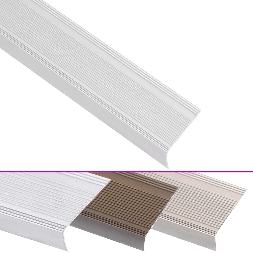 Stair Nosings 10 pcs 67 x 3 x 2 cm Aluminium Silver 90 cm (15 pcs) Tape